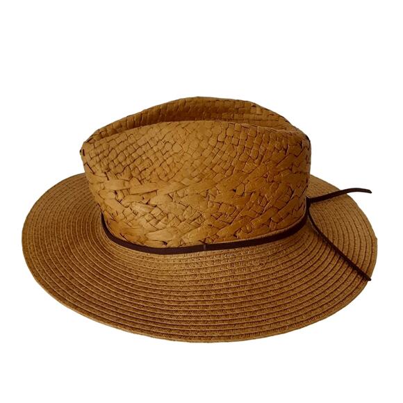 The Hatter Co Raffia Brim Hat Straw Woven Beach Summer Brimmed Golf Hat Resort - Picture 2 of 11